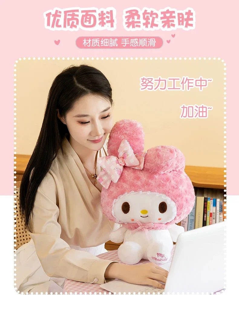 35cm Sanrio Hello Kitty & My Melody Plush Doll – Kawaii Rose Soft Stuffed Pillow Toy for Kids & Gifts