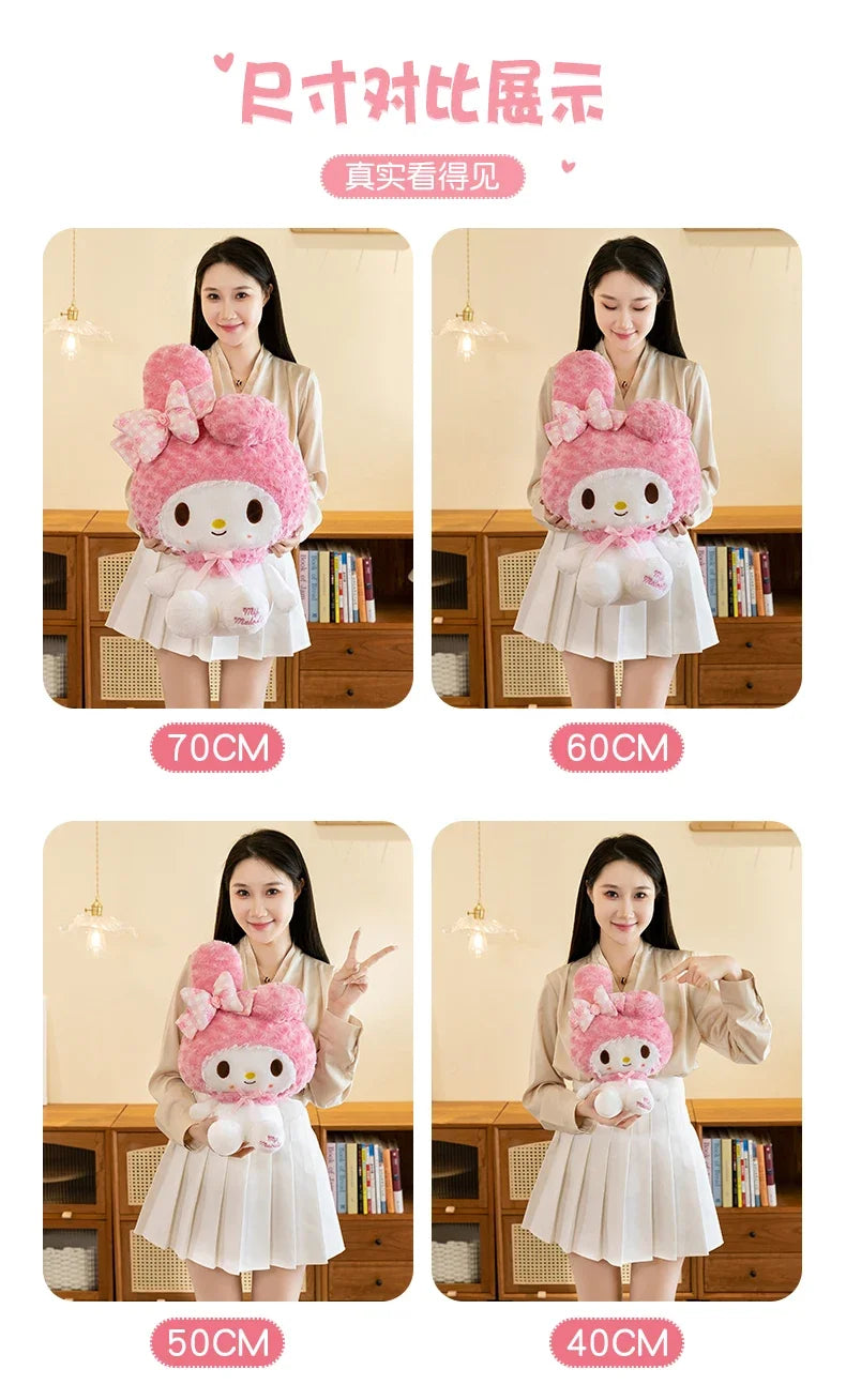 35cm Sanrio Hello Kitty & My Melody Plush Doll – Kawaii Rose Soft Stuffed Pillow Toy for Kids & Gifts