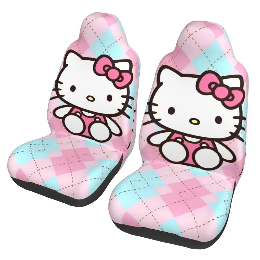 Hello Kitty Pink Leopard Car Seat Cover – Universal Four Seasons Seat Protector Cushion for Cars