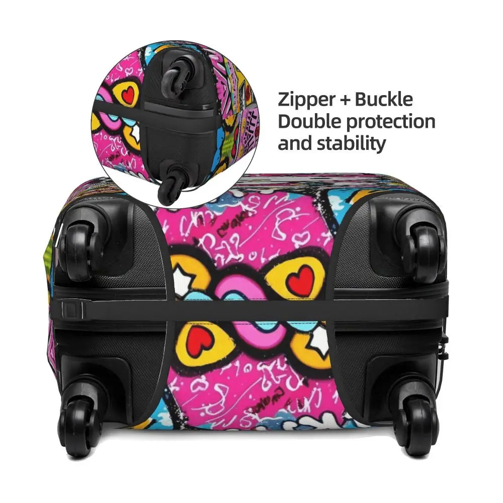 Custom Girls Kitten Classical Printing Luggage Cover Elastic Cute KT Cat Travel Suitcase Protective Covers Fits 18-32 Inch