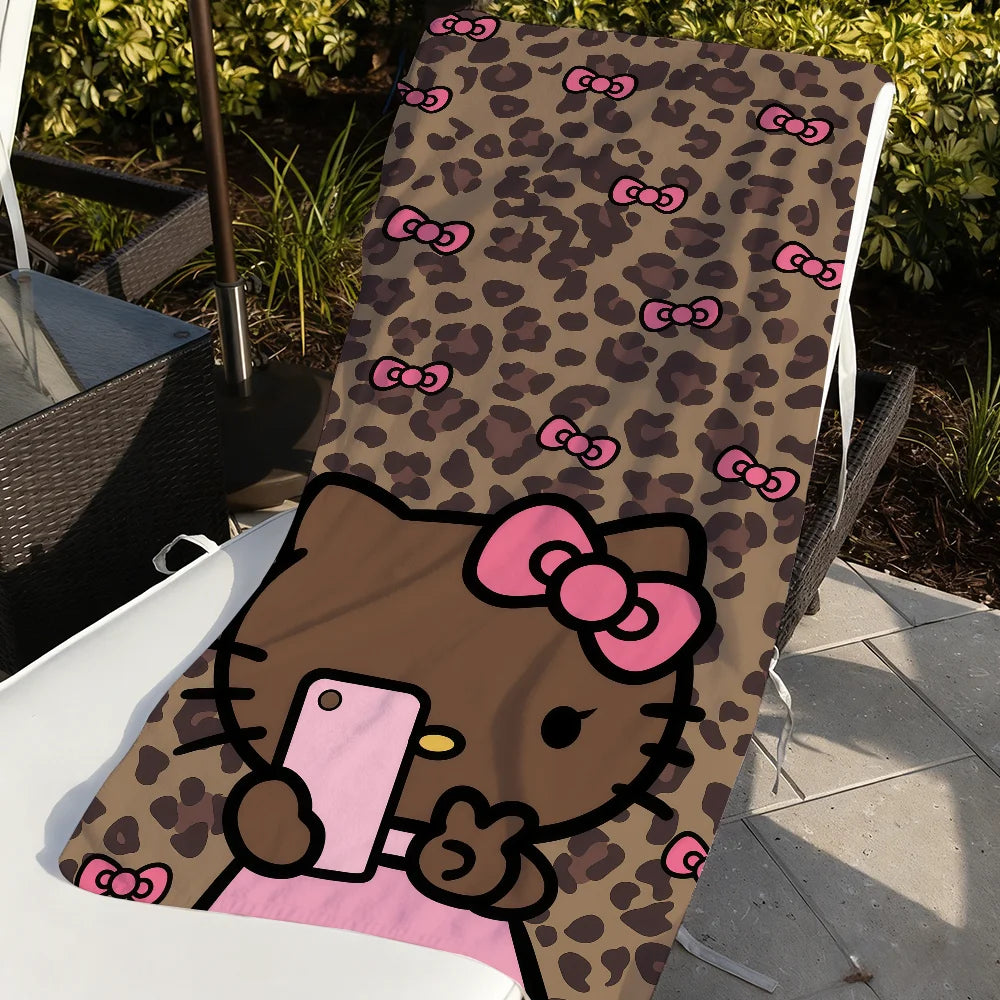 Sa H-HelloK-Kitty Leopard DarkSkinned Hottie Quick Drying Beach Towels Are Suitable For Swimming Pools Camping Yoga And The Gym