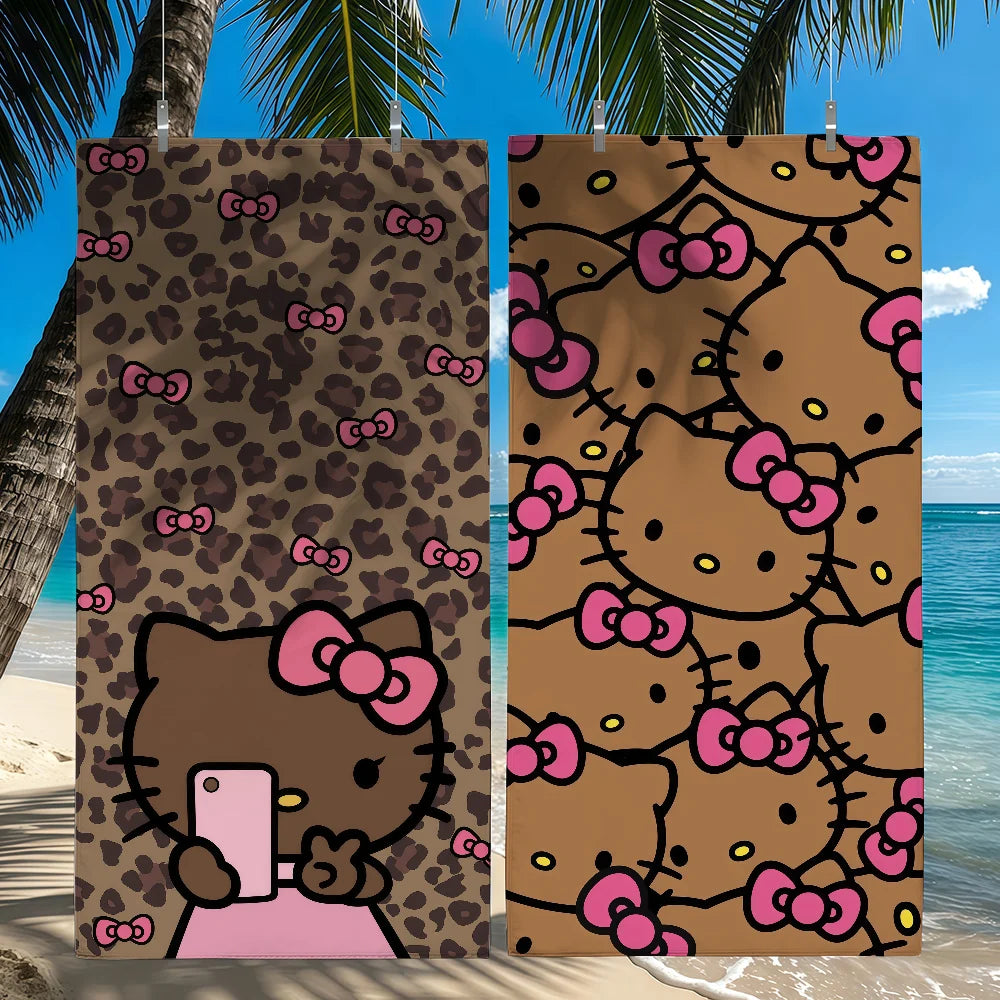 Sa H-HelloK-Kitty Leopard DarkSkinned Hottie Quick Drying Beach Towels Are Suitable For Swimming Pools Camping Yoga And The Gym