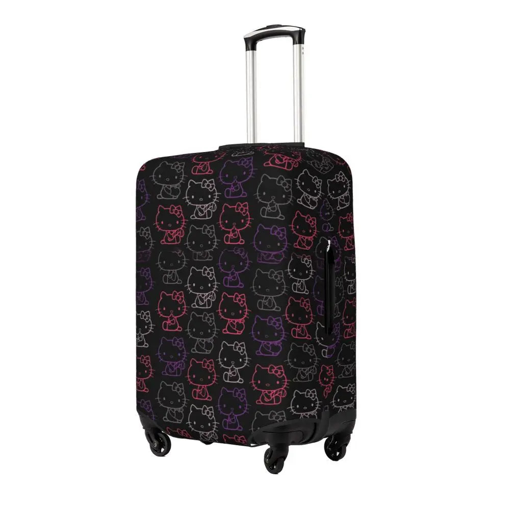 Custom Girls Kitten Classical Printing Luggage Cover Elastic Cute KT Cat Travel Suitcase Protective Covers Fits 18-32 Inch