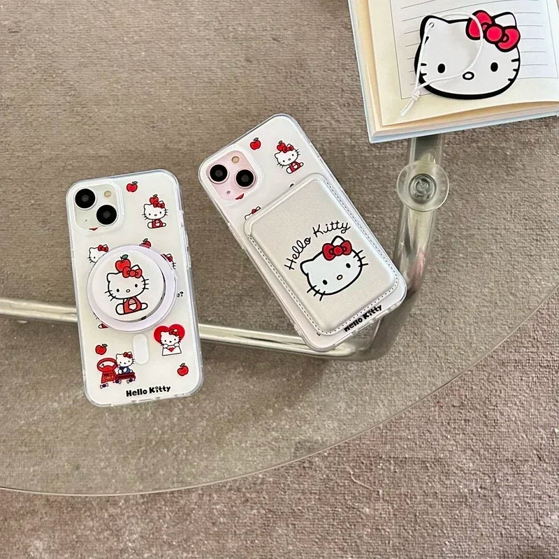 Hello Kitty MagSafe Wallet Phone Case – Magnetic Card Holder & Wireless Charging Cover for iPhone 13, 14, 15, 16 & 17 Pro Max