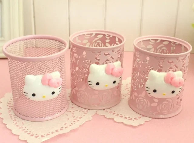 Hello Kitty Sanrio Cartoon Pen Holder – Creative Kawaii Desktop Storage Box – Cute Desk Organizer for School & Home Decor