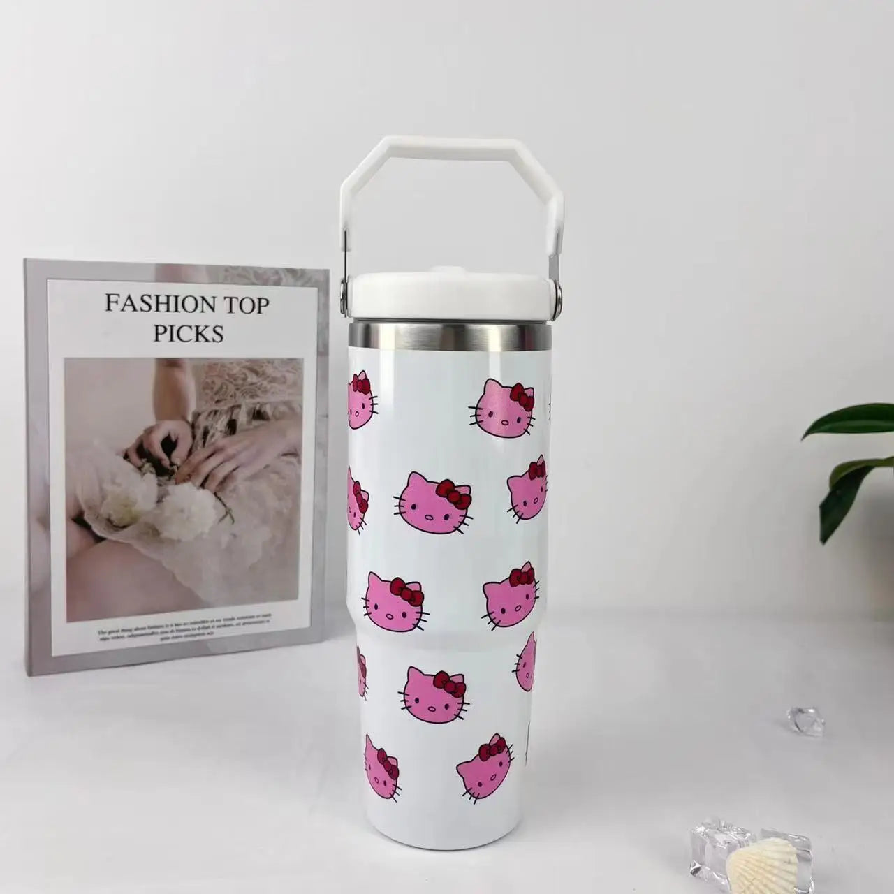 New 40oz Hello Kitty Insulated Tumbler – Stainless Steel Vacuum Thermal Water Bottle – Large Capacity Travel Flask for Women & Men