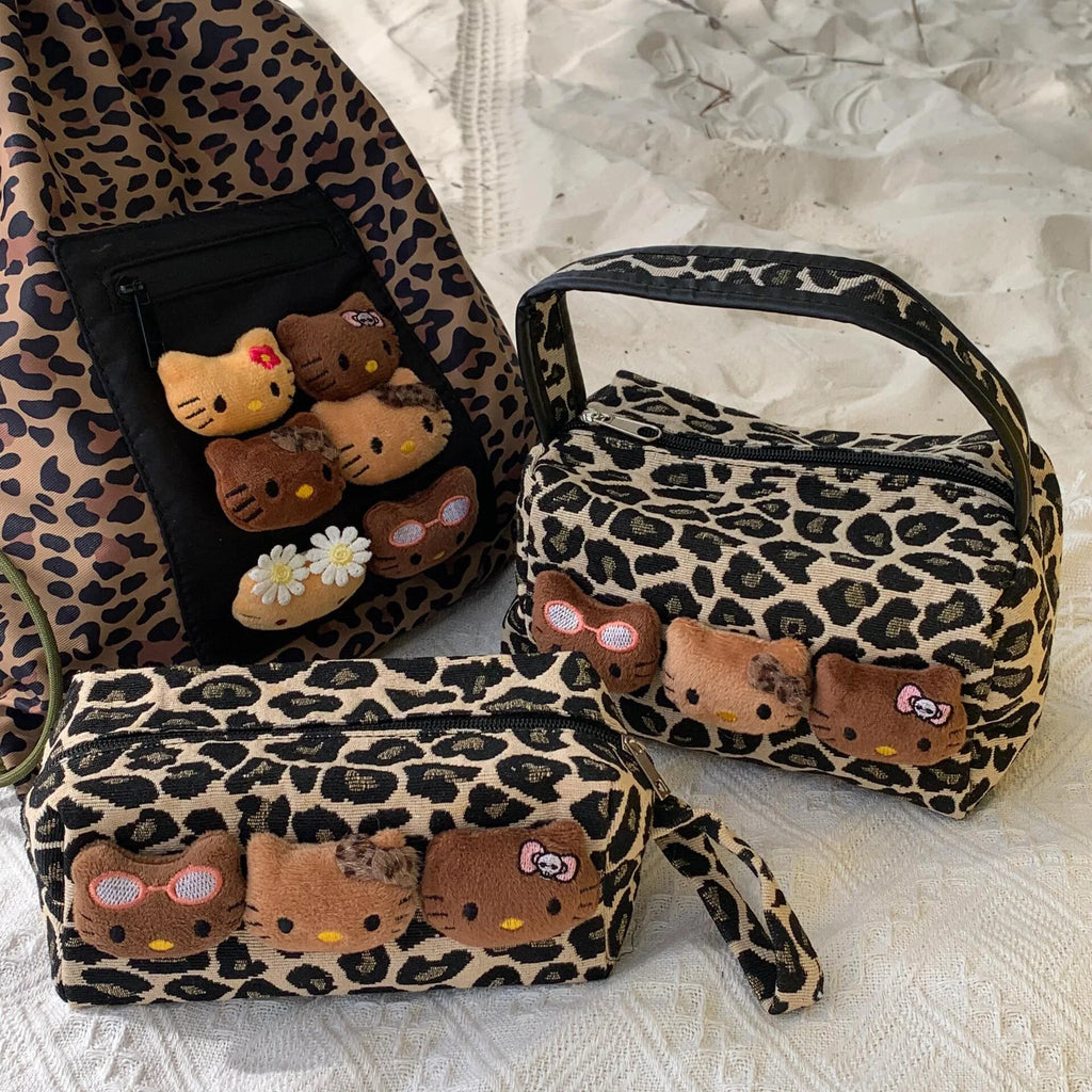 Hello Kitty Plush Black Handbag Makeup Bag – Large Capacity Travel Cosmetic & Skincare Organizer for Ladies.