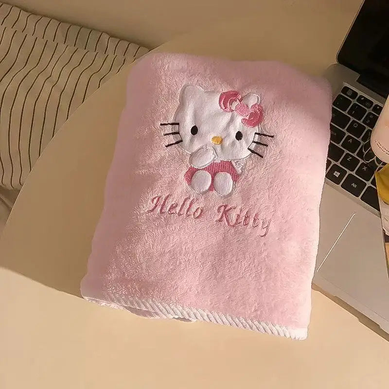 Bath Towel Sanrio Hello Kitty My Melody Ultra Soft Coral Fleece Absorbent Quick Dry 2 Piece Set For Home Use Cute Kawaii