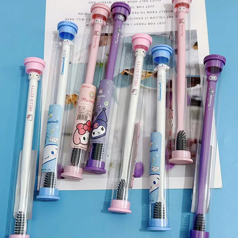 Kawaii Sanrios Widen Soft Bristle Toothbrush Eco Friendly Portable Fiber Brush for Premium Oral Hygiene Student Children Gift
