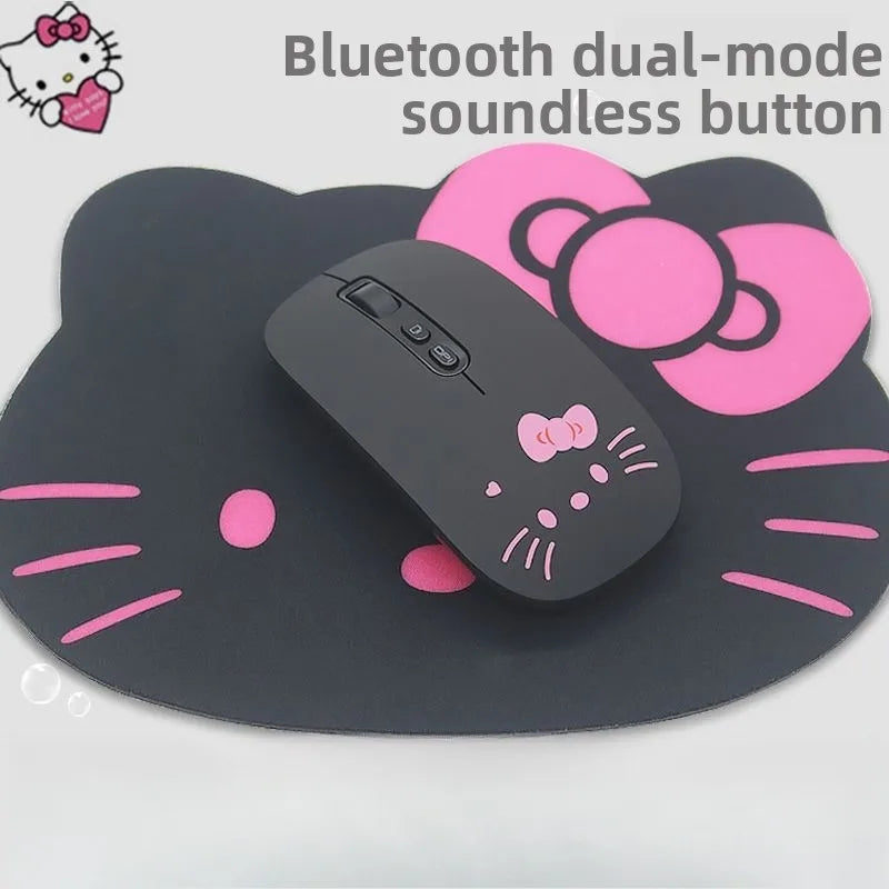 Cute cartoon character Hello kitty wireless Bluetooth dual-mode mouse Cute and fun rechargeable universal mouse Holiday gift