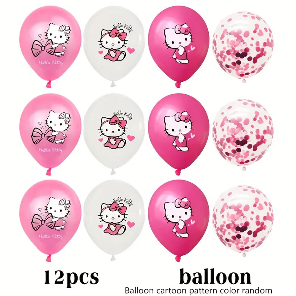 1Set New Cartoon Cute Kitty Cat Balloons My Melody Anime Balloons for Kids' Happy Birthday Party Decorations Anniversary Gifts
