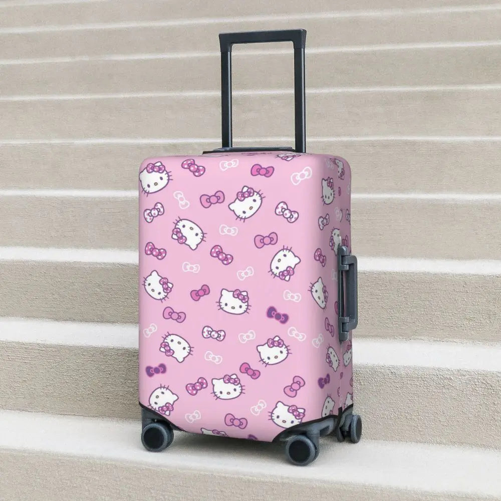 Custom Girls Kitten Classical Printing Luggage Cover Elastic Cute KT Cat Travel Suitcase Protective Covers Fits 18-32 Inch