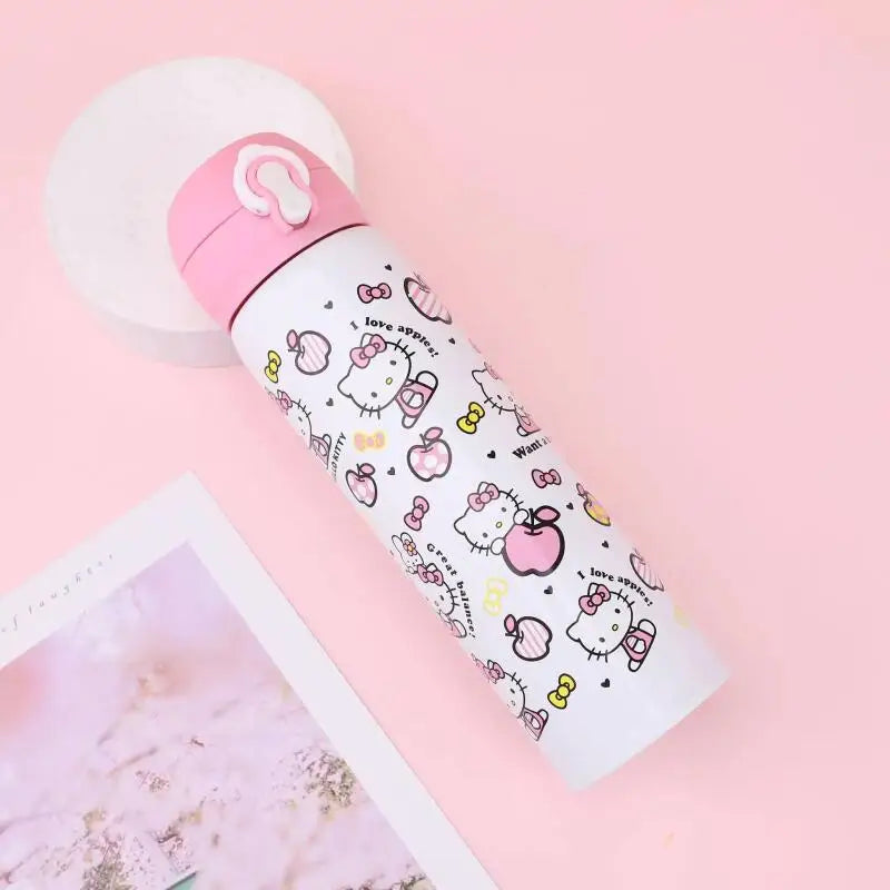 New Hello Kitty Children Thermos Cup One Click Open Lid BPA Free 304 Stainless Steel Leak Proof Spring Straw for School Outdoors