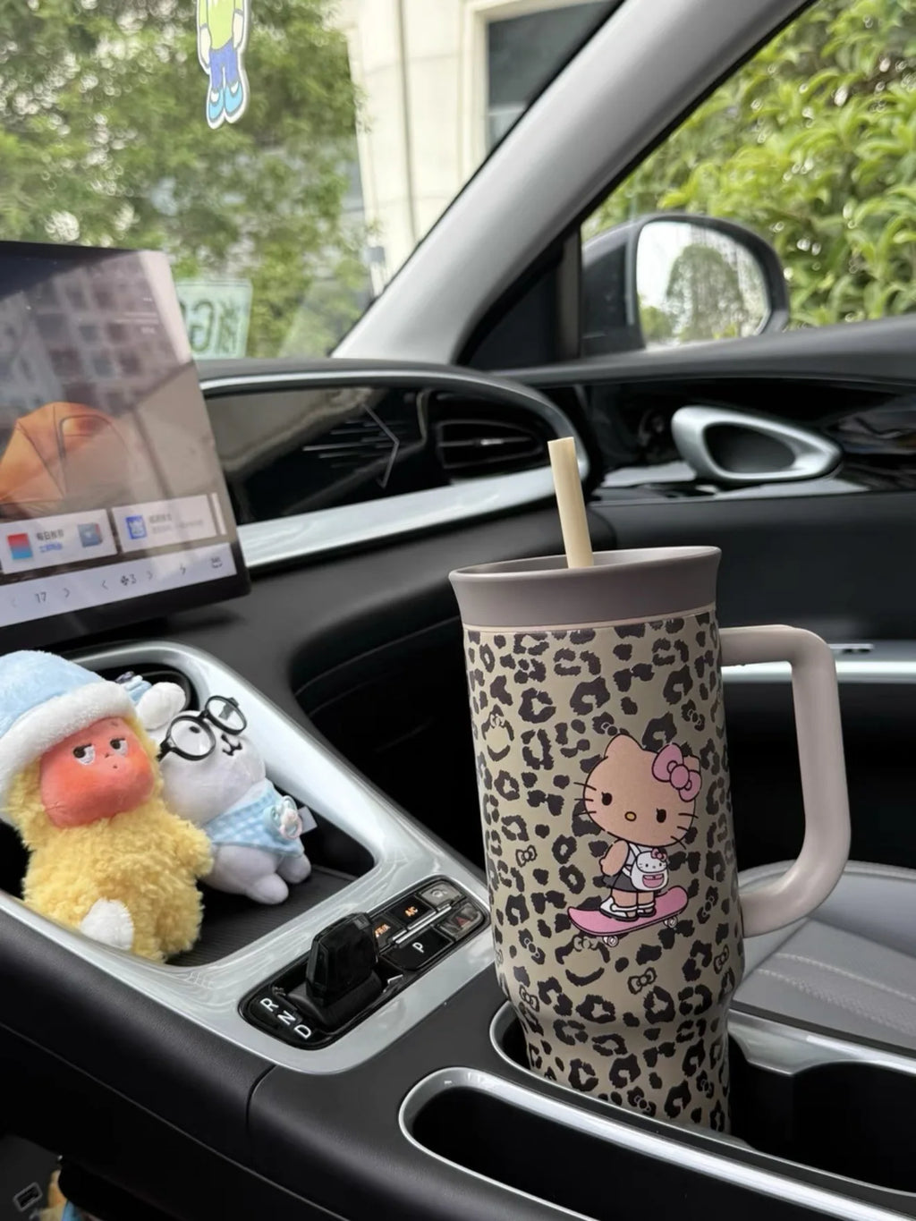 Stainless Steel Insulated Tumbler – Cute Anime Leopard Print Large Capacity Straw Cup – Trendy Travel Water Bottle for Women & Girls