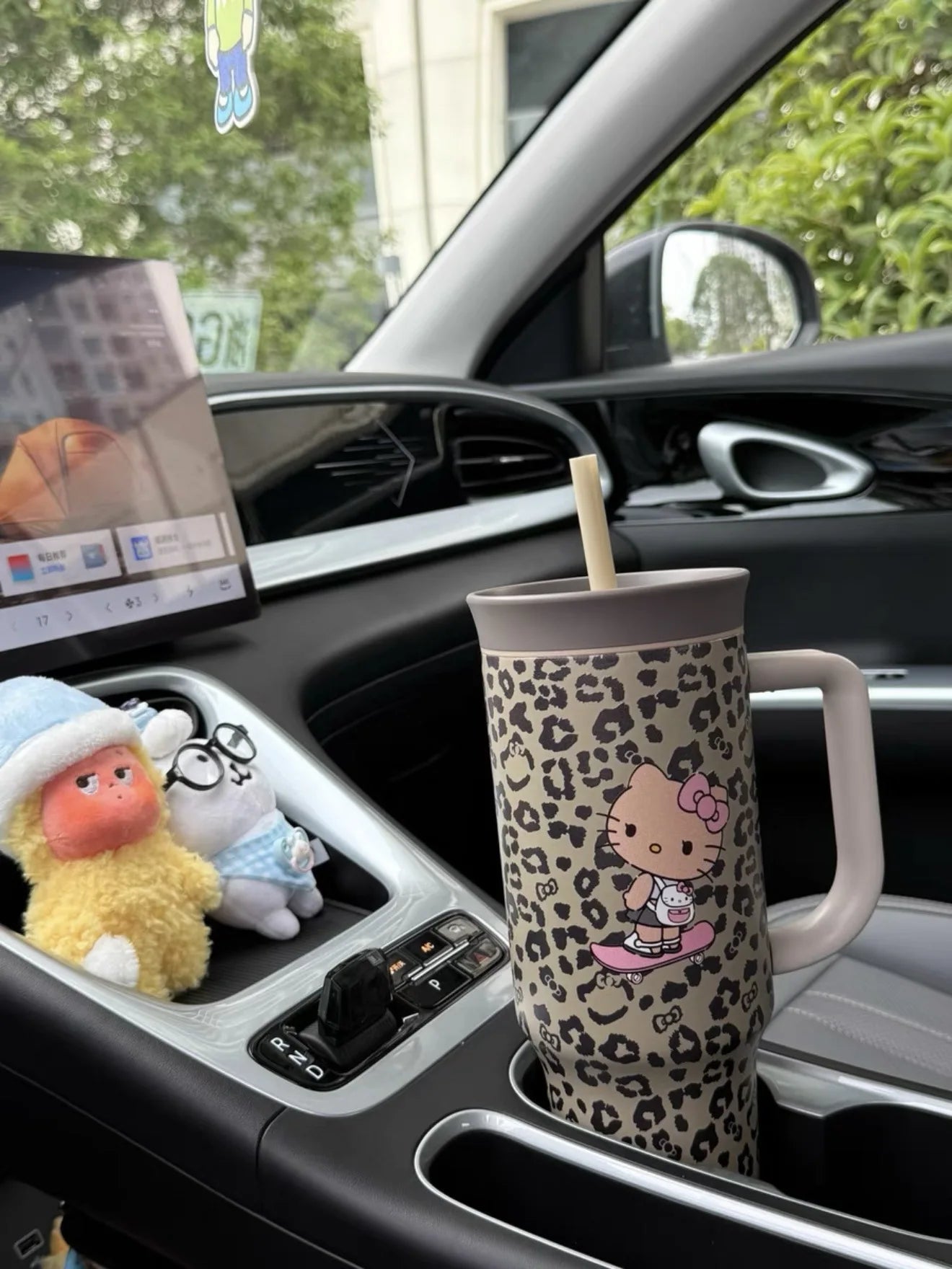 Stainless Steel Insulated Tumbler – Cute Anime Leopard Print Large Capacity Straw Cup – Trendy Travel Water Bottle for Women & Girls