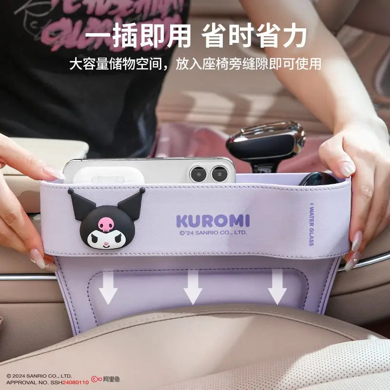 Cute Sanrio HelloKitty 2026 Car Storage Organizer for Seat Gap Kuromi My Melody Cartoon Anime Kawaii Phone and Trash Holder