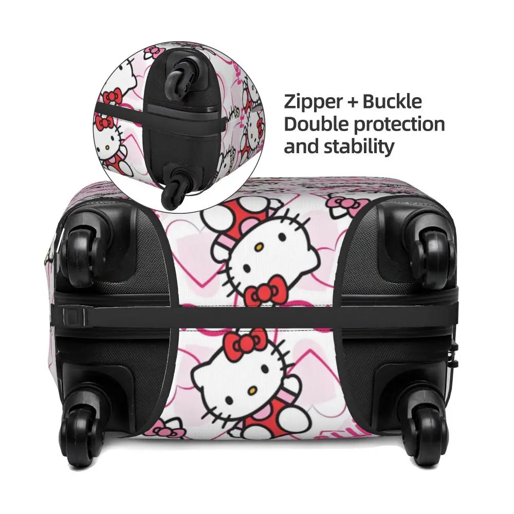 Custom Girls Kitten Classical Printing Luggage Cover Elastic Cute KT Cat Travel Suitcase Protective Covers Fits 18-32 Inch