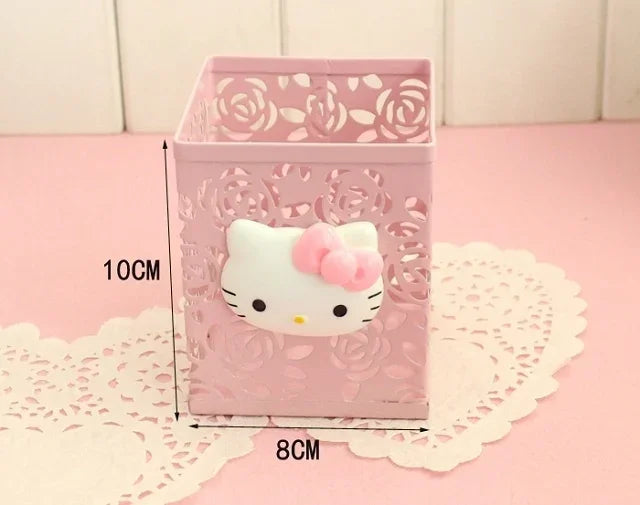 Hello Kitty Sanrio Cartoon Pen Holder – Creative Kawaii Desktop Storage Box – Cute Desk Organizer for School & Home Decor