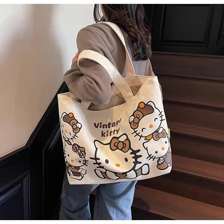 Hello Kitty Handbag Cute Cartoon Versatile Large Capacity Handbag Women Supplies Desktop Accessories Student Gift Wholesale