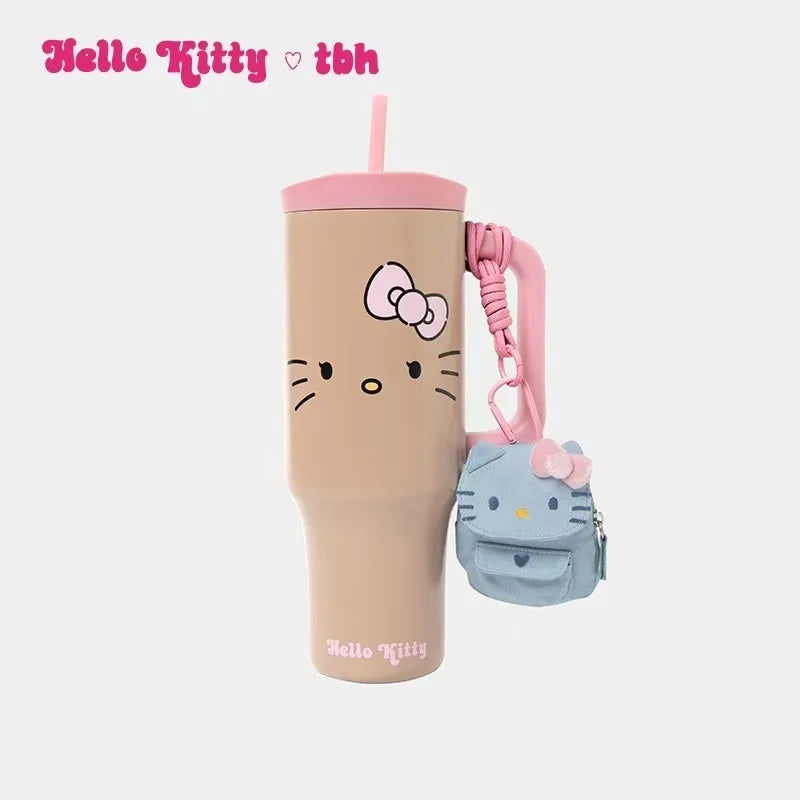 Stainless Steel Insulated Tumbler – Cute Anime Leopard Print Large Capacity Straw Cup – Trendy Travel Water Bottle for Women & Girls