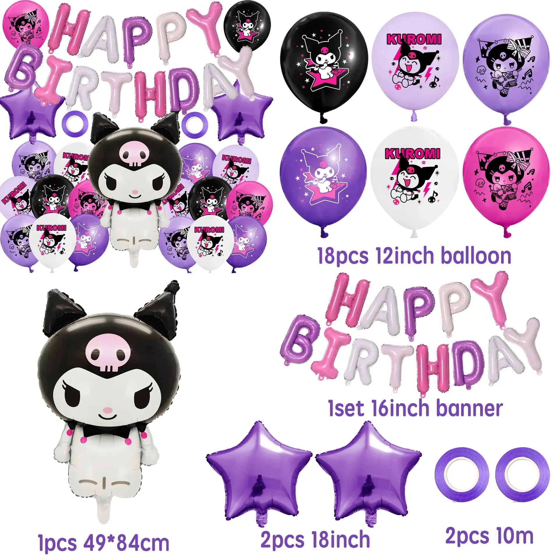 1Set New Cartoon Cute Kitty Cat Balloons My Melody Anime Balloons for Kids' Happy Birthday Party Decorations Anniversary Gifts