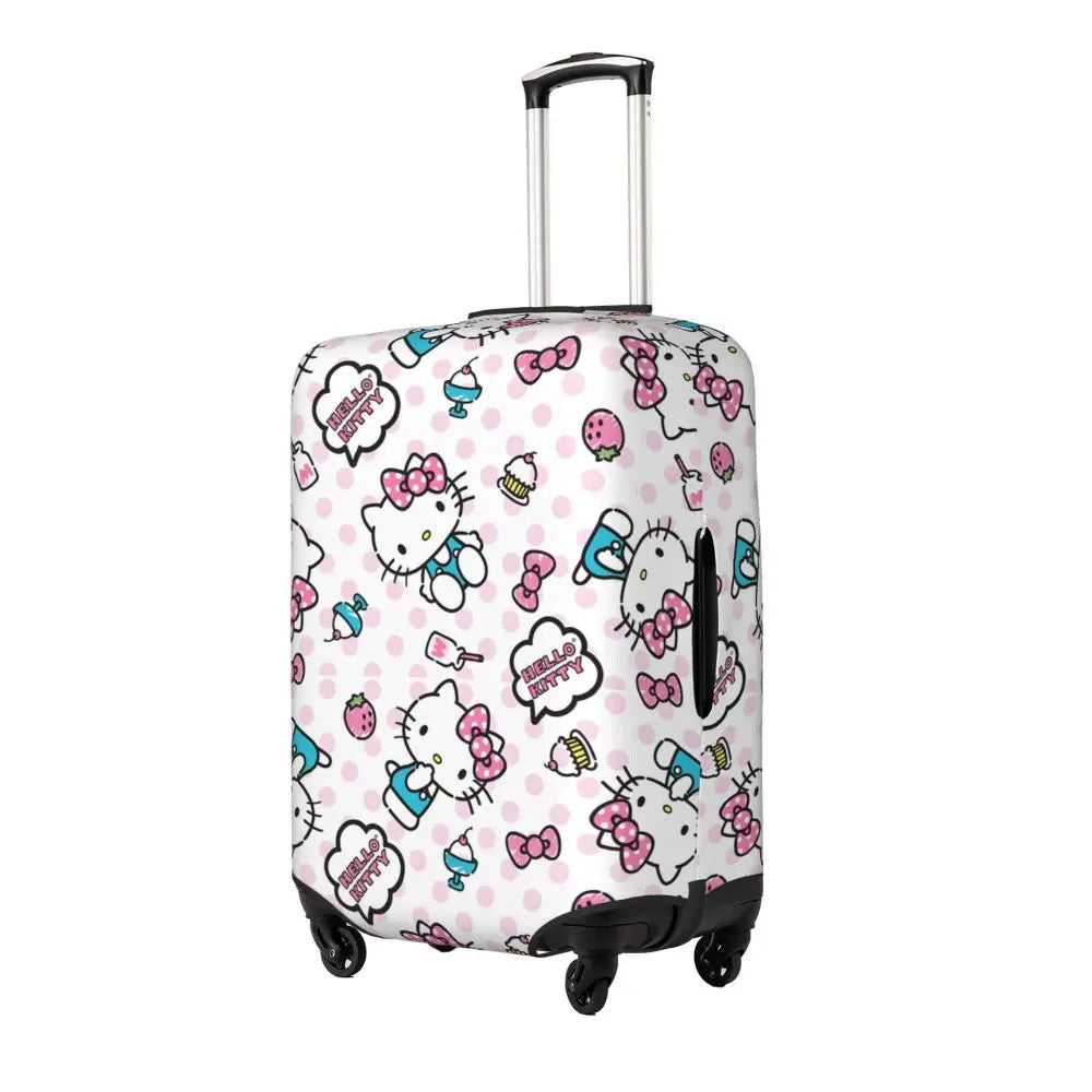Custom Girls Kitten Classical Printing Luggage Cover Elastic Cute KT Cat Travel Suitcase Protective Covers Fits 18-32 Inch