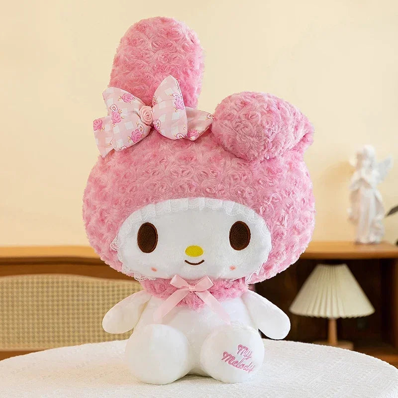 35cm Sanrio Hello Kitty & My Melody Plush Doll – Kawaii Rose Soft Stuffed Pillow Toy for Kids & Gifts