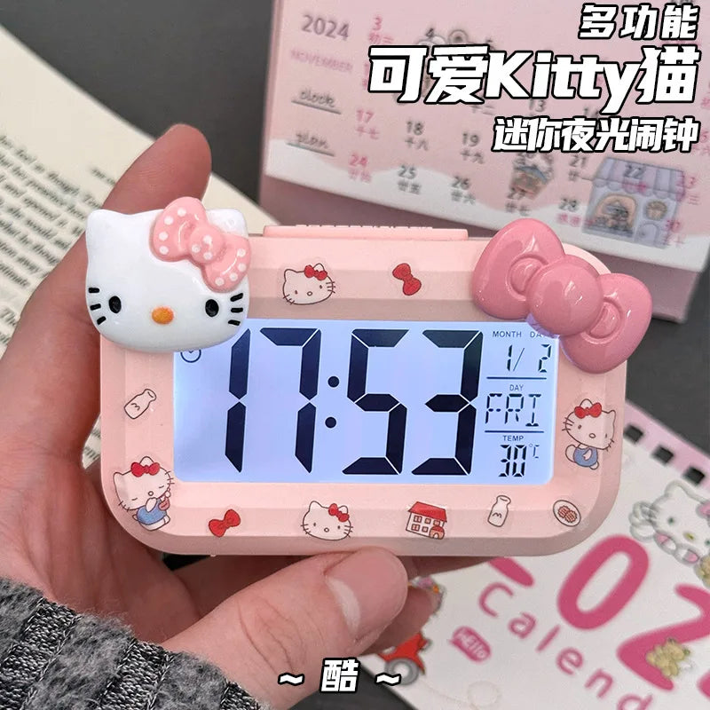 Hello Kitty Mini Night Light Alarm Clock Cute Timer Multi Functional Portable Desk Clock Birthday Gift Holiday Gift