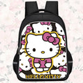 16-inch cartoon children's backpack, unisex, large capacity, double zippered pockets, ergonomic back support, Hello Kitty-theme