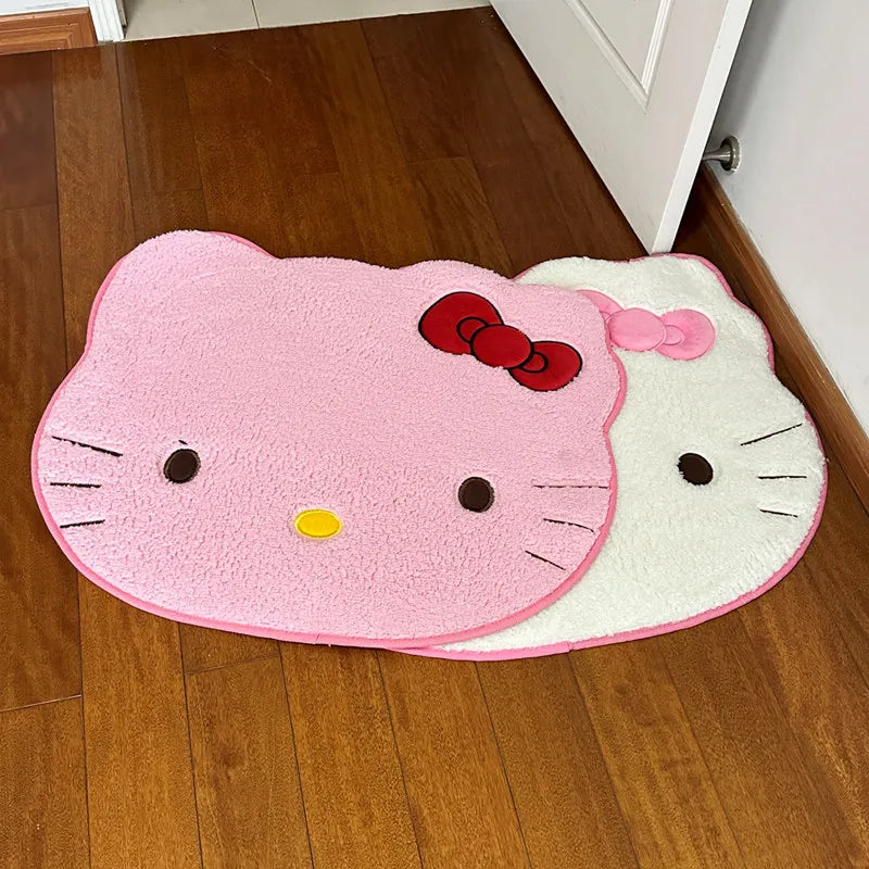 Kawaii Cat Plush Bathroom Rug – Soft Absorbent Non-Slip Doormat for Bedroom, Living Room & Home Decor