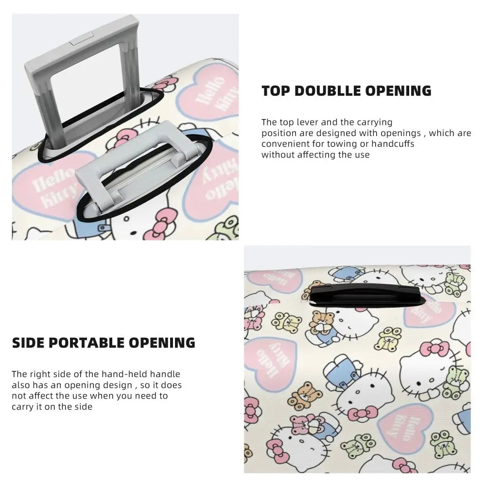 Custom Girls Kitten Classical Printing Luggage Cover Elastic Cute KT Cat Travel Suitcase Protective Covers Fits 18-32 Inch
