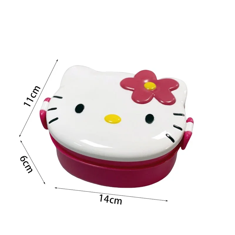 Kitty Double Layer Lunch Box Food Grade Leakproof Bento Box Cute Kawaii Design Portable Container for Office Workers