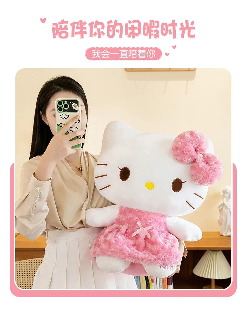 35cm Sanrio Hello Kitty & My Melody Plush Doll – Kawaii Rose Soft Stuffed Pillow Toy for Kids & Gifts