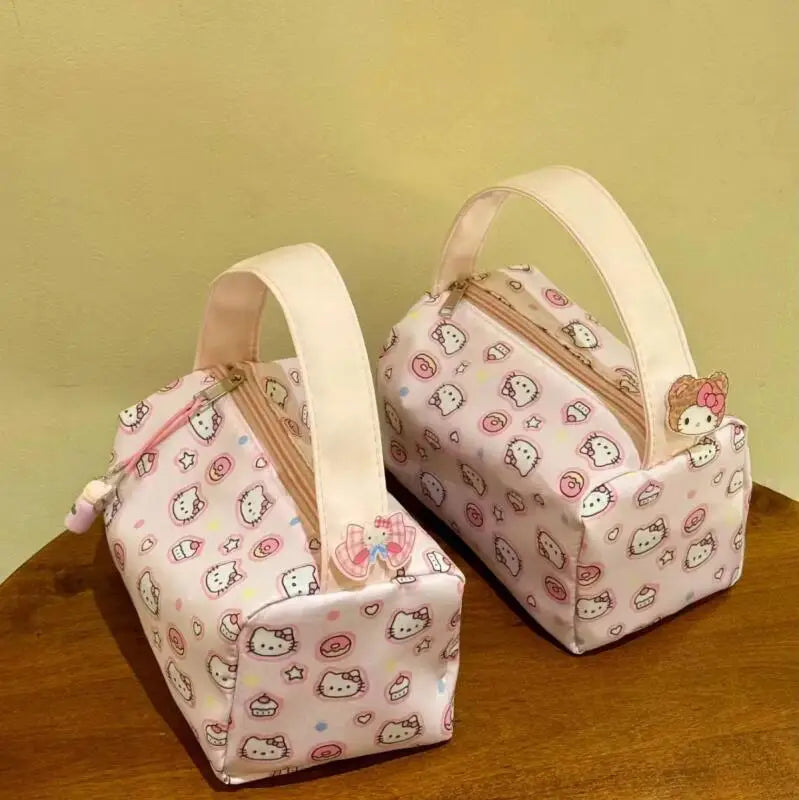 Hello Kitty Cartoon Makeup Bag – Portable Travel Toiletry & Cosmetic Handbag for Women and Girls