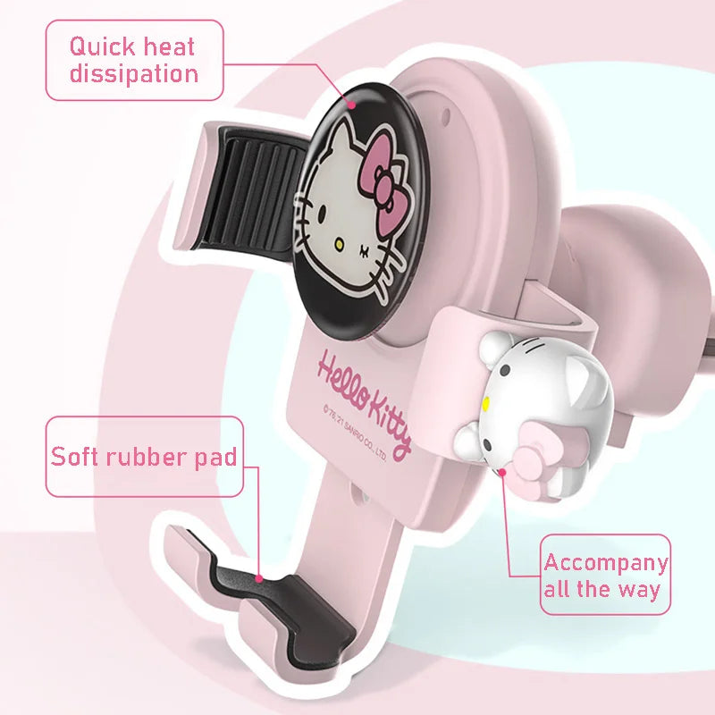 Hello Kitty Car Phone Mount with Aromatherapy Clip – Cute Air Vent & Suction Cup Holder for Navigation