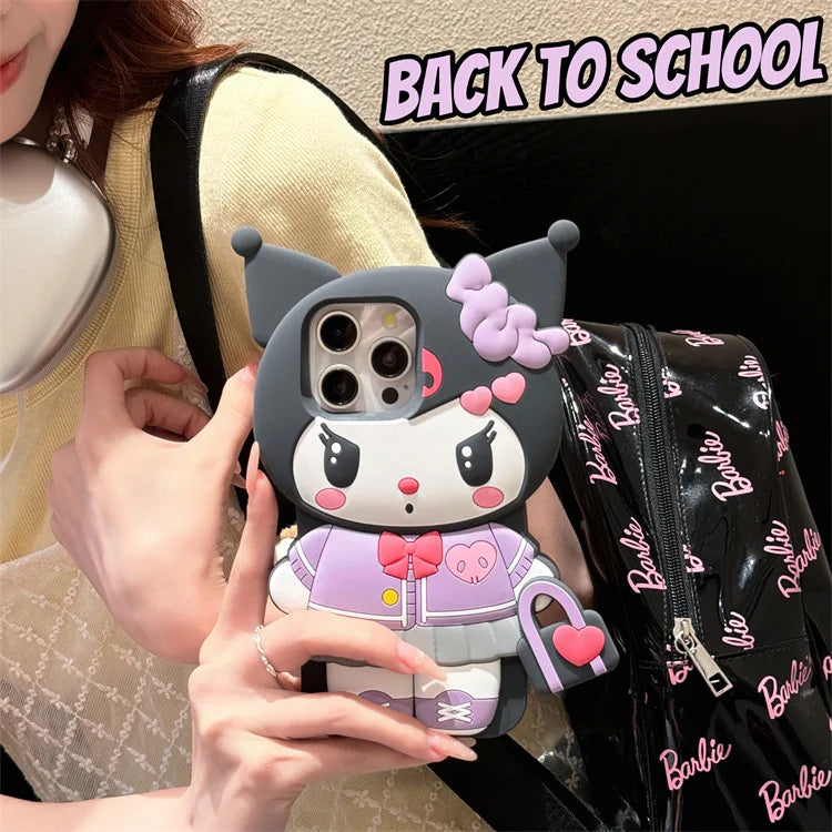 Handbag KT Kuromi For iPhone 17 16 15 14 13 12 11 Pro Max Silicone Soft Cover Case