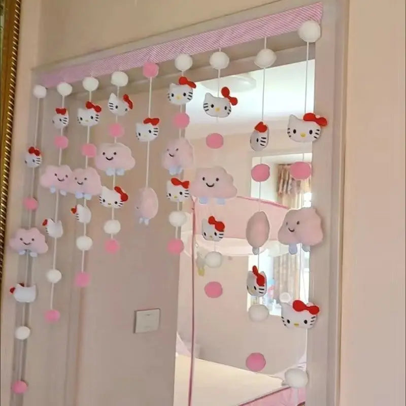 Sanrio Hello Kitty Cute Kawaii Cartoon Room Decoration Sweet Creative Animation Peripheral Partition Curtain Room Decoration