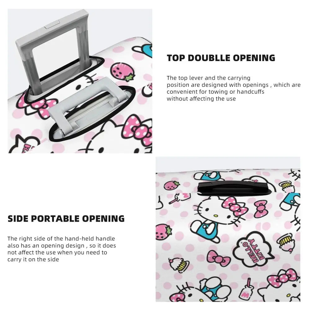 Custom Girls Kitten Classical Printing Luggage Cover Elastic Cute KT Cat Travel Suitcase Protective Covers Fits 18-32 Inch