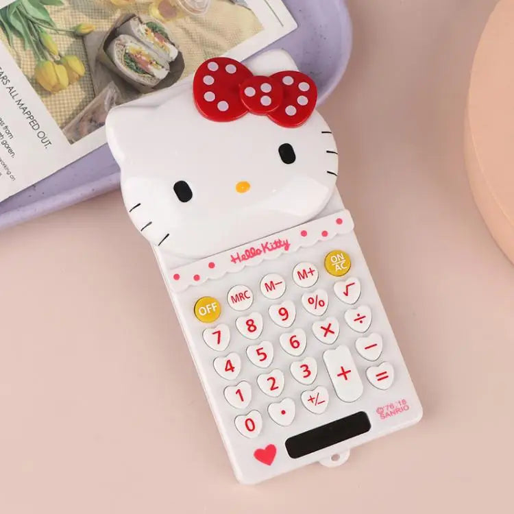 Cute Hello Kitty Cartoon Push Cover Calculator – Multi-Functional Portable Desk Calculator – Creative Student Back-to-School Gift