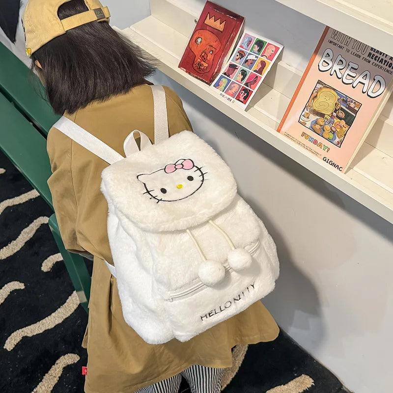 Sanrio Plush Backpack Cartoon Kuromi Melody Cute Backpack Female Sweet Backpack Doll Bag