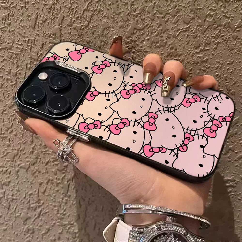 Phone Case for iPhone 17 16 Pro 15 14 ProMax Sanrio Cartoon Hello Kitty Matte XR X XS 7 8 13 14 Pro Max 15 Plus IMD Laser Cover