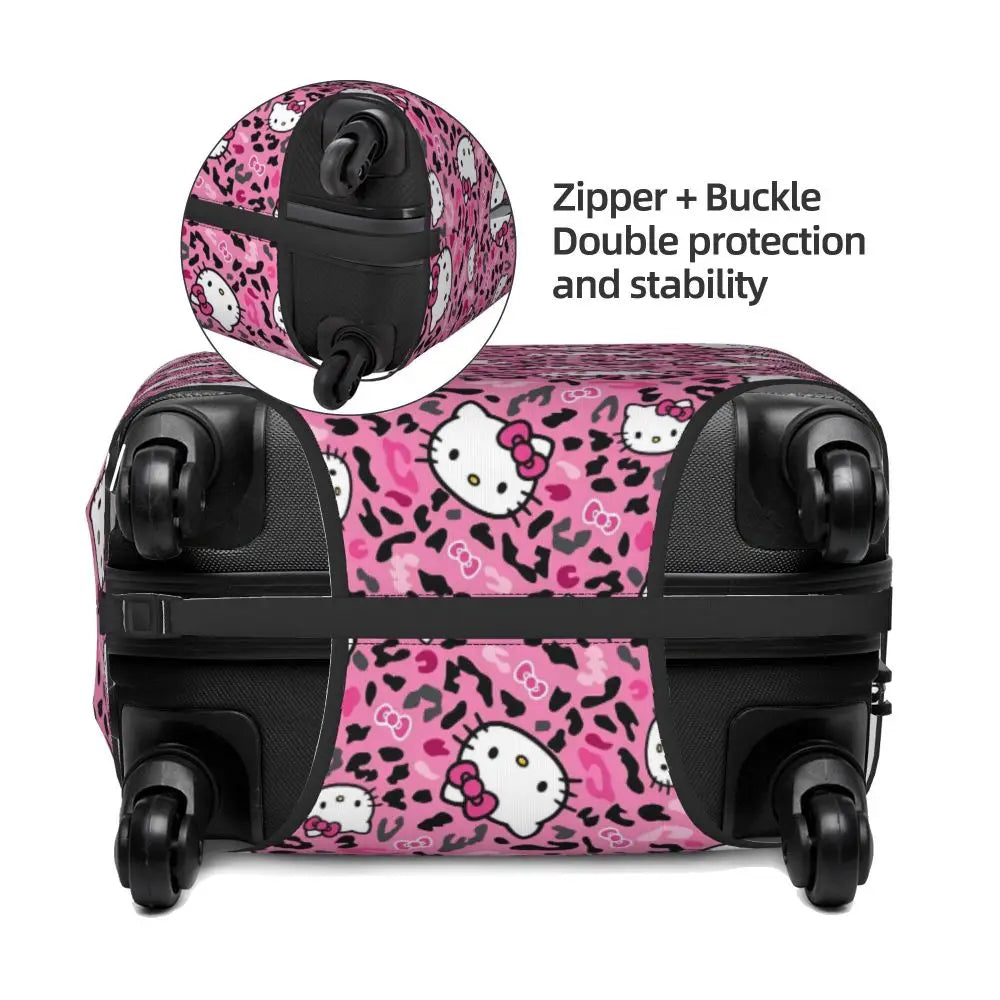Custom Girls Kitten Classical Printing Luggage Cover Elastic Cute KT Cat Travel Suitcase Protective Covers Fits 18-32 Inch