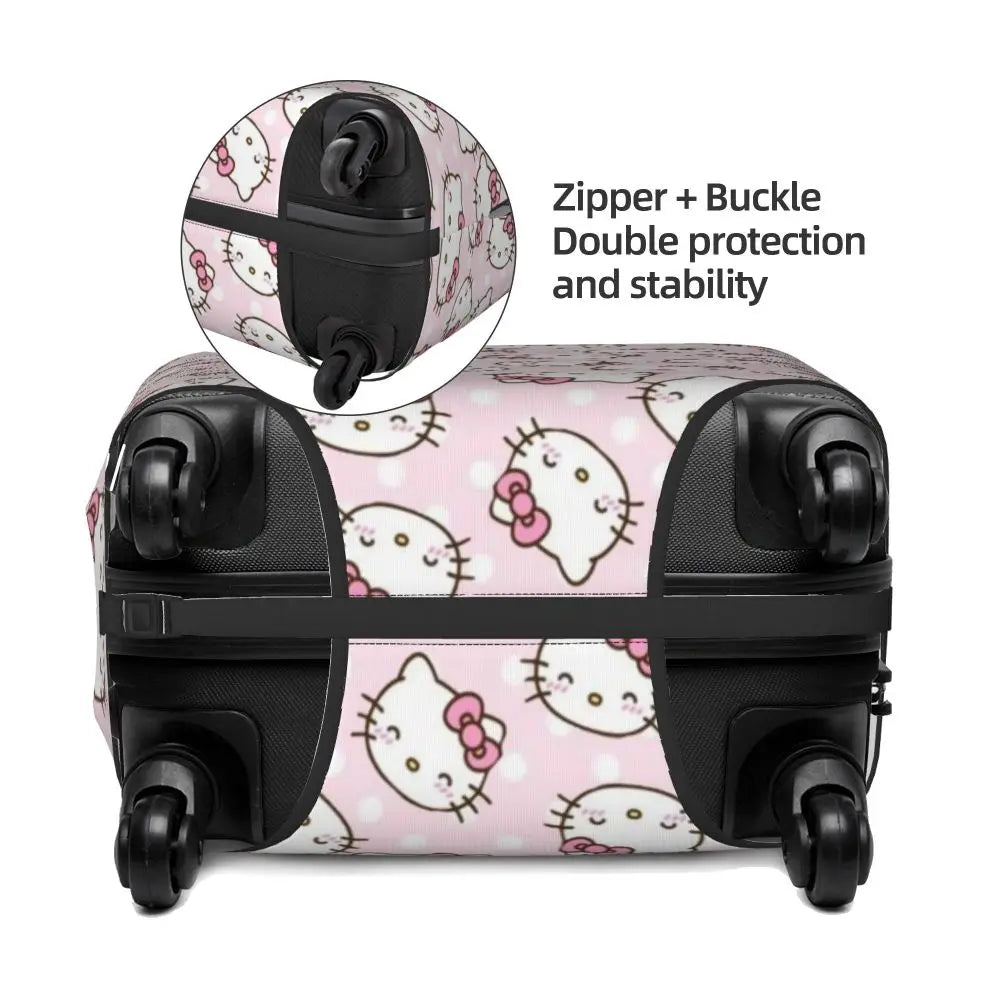 Custom Girls Kitten Classical Printing Luggage Cover Elastic Cute KT Cat Travel Suitcase Protective Covers Fits 18-32 Inch