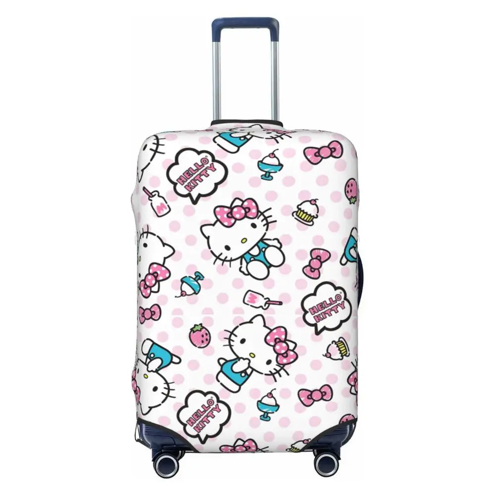 Custom Girls Kitten Classical Printing Luggage Cover Elastic Cute KT Cat Travel Suitcase Protective Covers Fits 18-32 Inch