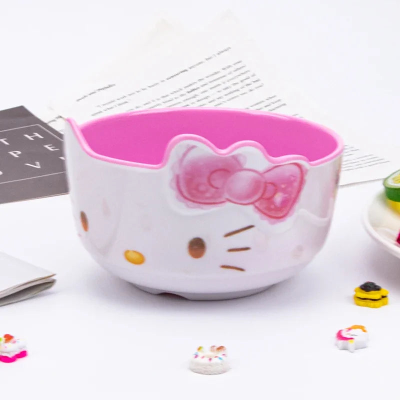 Kitty Unbreakable Kids Bowl with Large Capacity BPA-Free Dishwasher Safe Heat-Resistant Melamine Baby Tableware for Kids Adults
