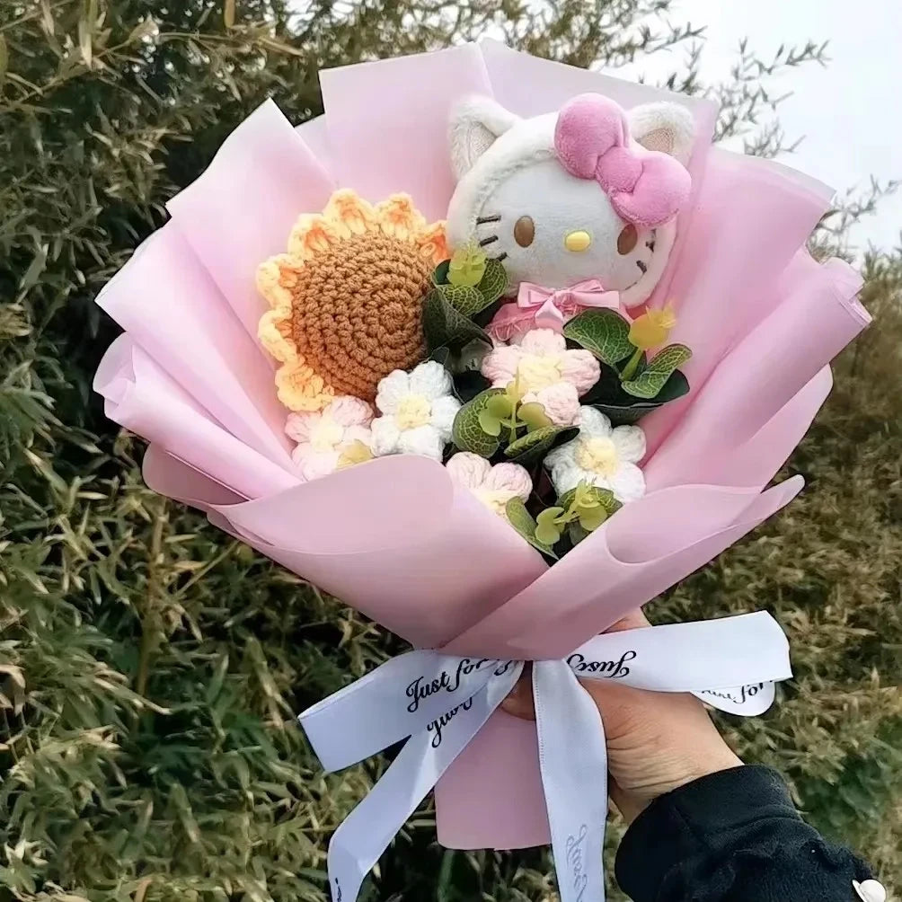 Hello Kitty Cartoon Plush Bouquet – Rose Flower Doll Arrangement for Home Decor & Gift (Valentine’s, Christmas & Wedding)