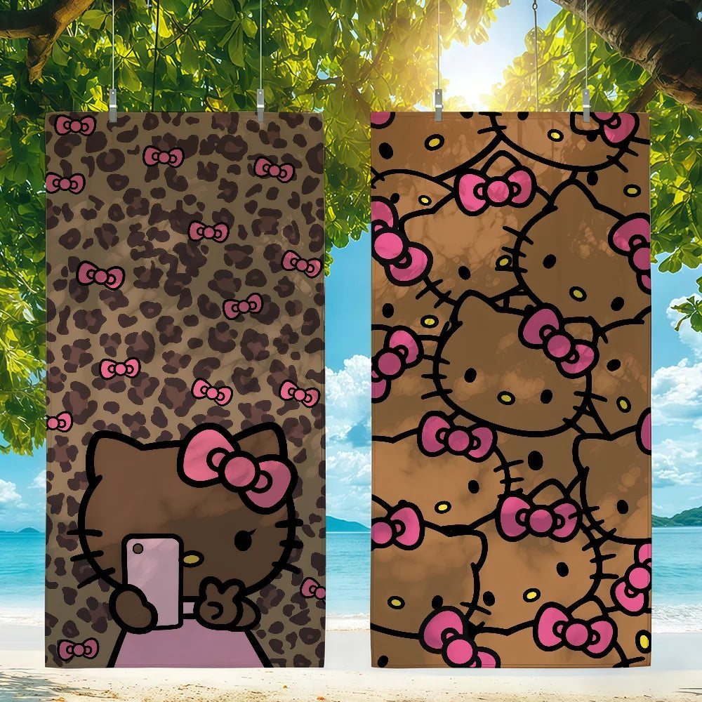 Sa H-HelloK-Kitty Leopard DarkSkinned Hottie Quick Drying Beach Towels Are Suitable For Swimming Pools Camping Yoga And The Gym