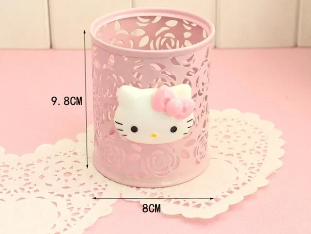 Hello Kitty Sanrio Cartoon Pen Holder – Creative Kawaii Desktop Storage Box – Cute Desk Organizer for School & Home Decor