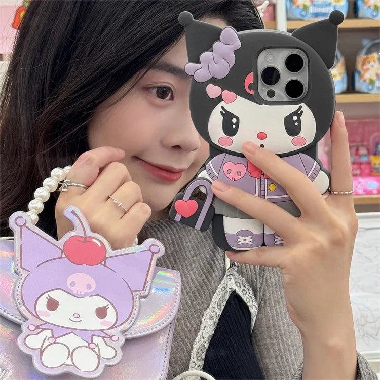 Handbag KT Kuromi For iPhone 17 16 15 14 13 12 11 Pro Max Silicone Soft Cover Case