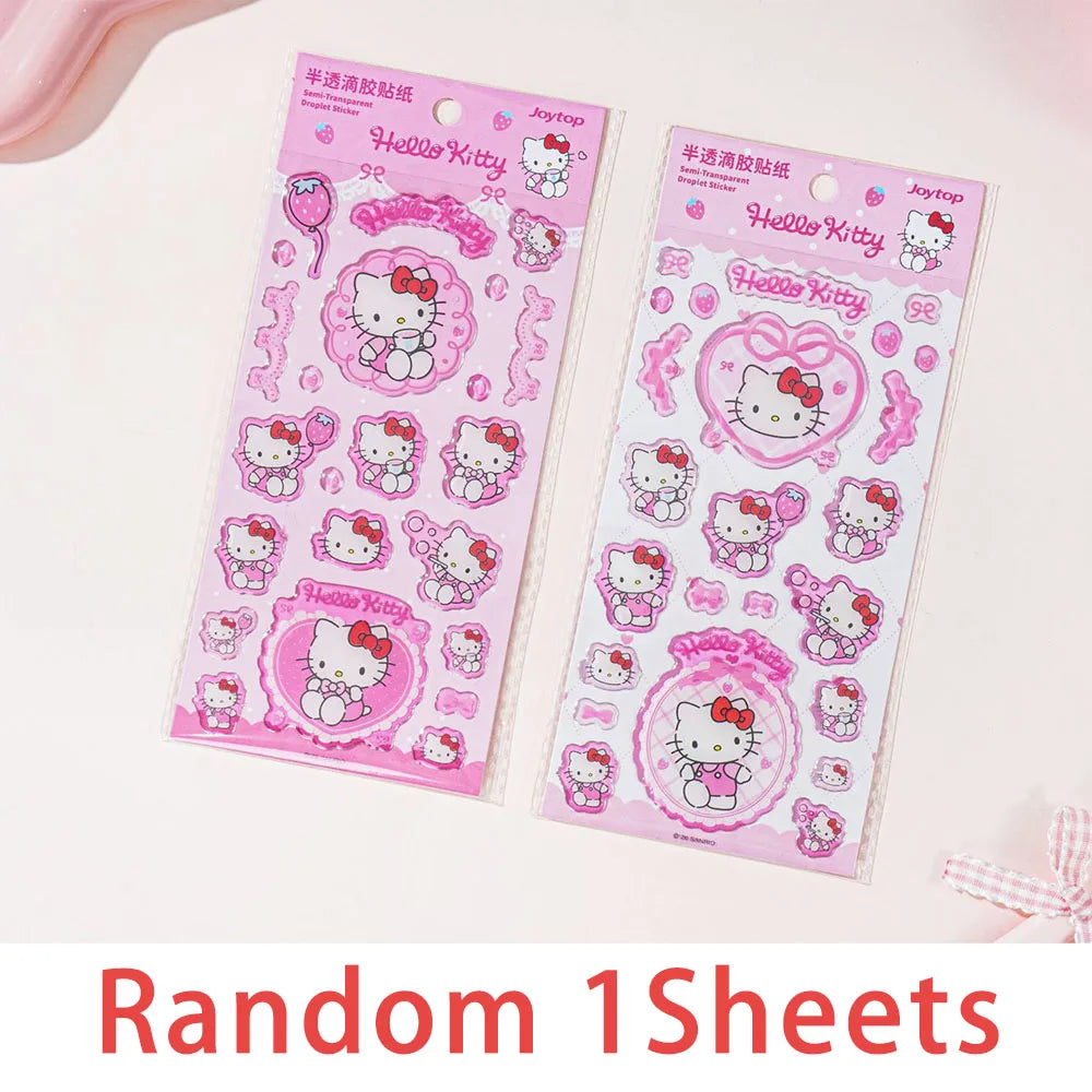 Sanrio Hello Kitty Stickers Strawberry Series 3D Droplet Decals for Phone Laptop Journal Stationery Gifts